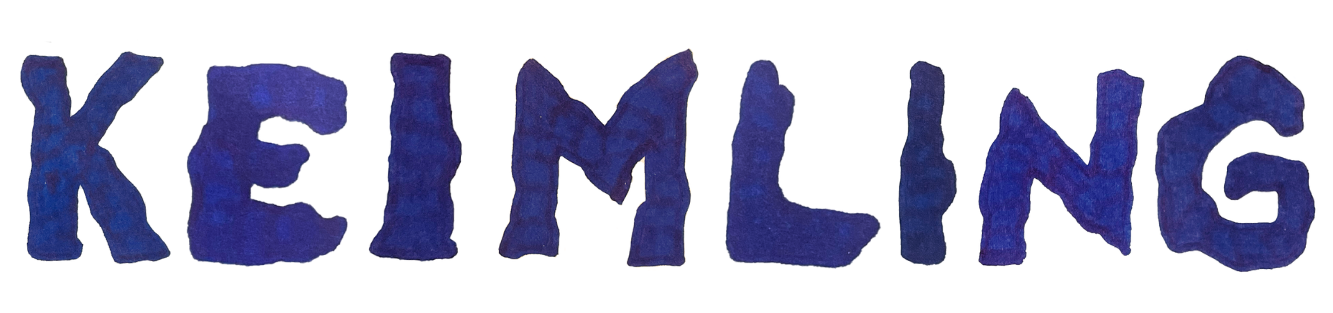 Word Keimling - in hand drawn blue letters